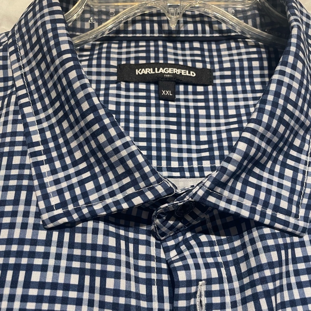 Karl Lagerfeld Navy and White Patterned Shirt Size XXL - Picture 3 of 8